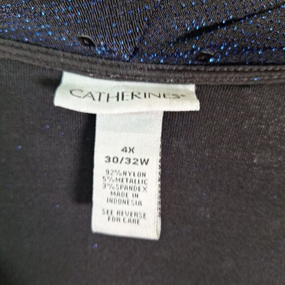 Catherines Metallic Blue Sequin Cowl Neck Tunic Top Women 4X - Picture 2 of 7
